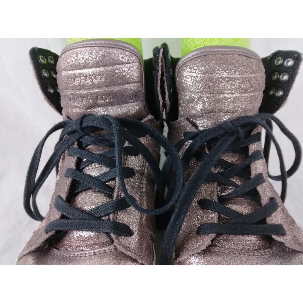 Supra Skytop Sneakers Skate Shoes Pink Metallic Rose Gold Womens Size 7 - Picture 3 of 11